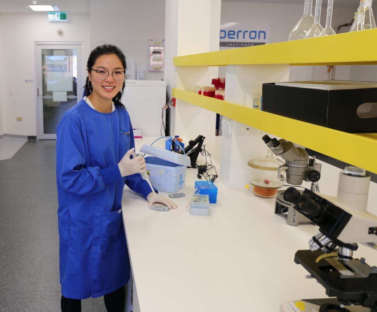 Rebecca Ong PhD student in the Perron Institute lab