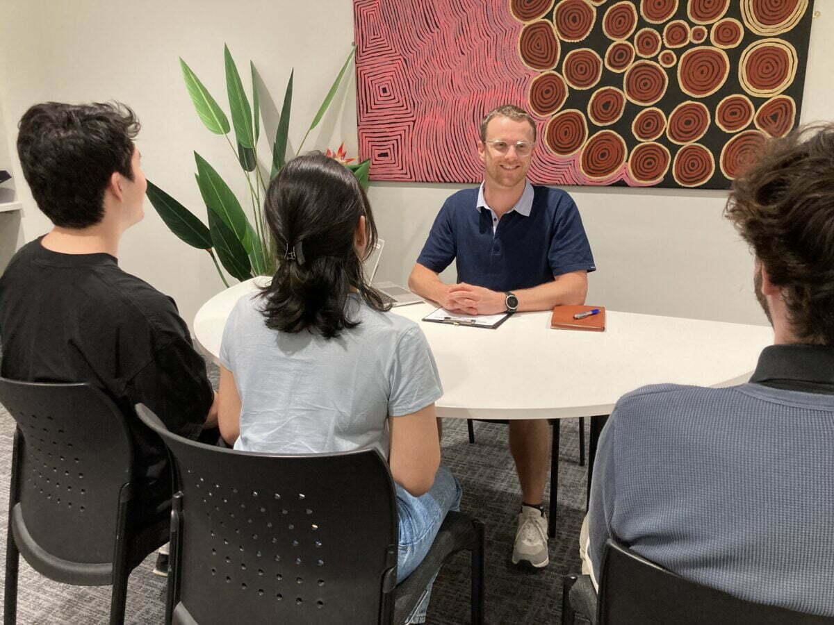 Brad Roberts at the Perron Institute with a small group