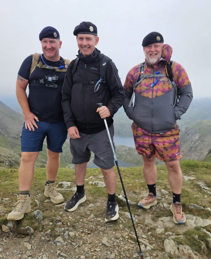 Peter Coghlan rises to another challenge to share his inspirational journey with others 2 L-R Andy Harding, Peter Coghlan and Shaun Schofield at the top of Mt Snowdon 2025